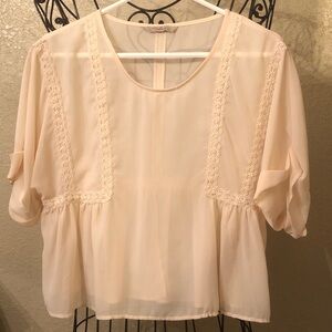 Darling Soft Cream Lace Sheer Blouse XL